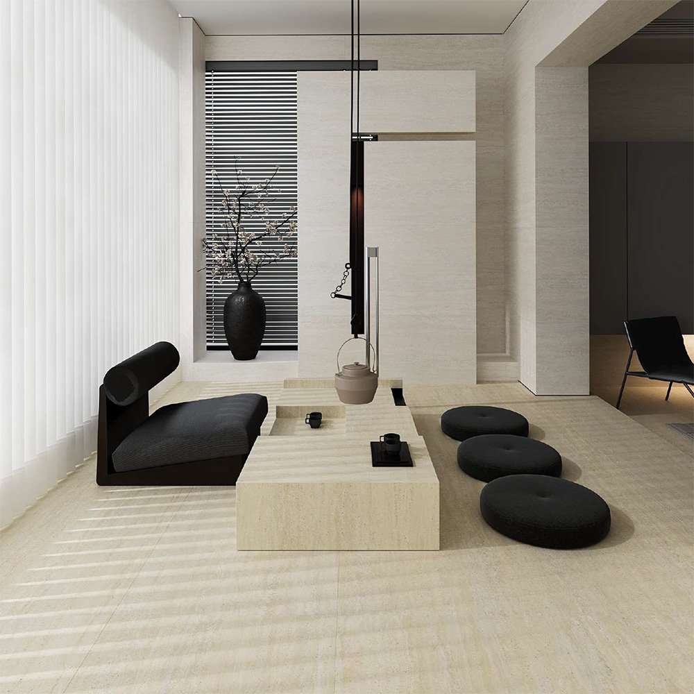 Avoca 600x1200 Matt Bianco Vein Cut Travertine Look Tile