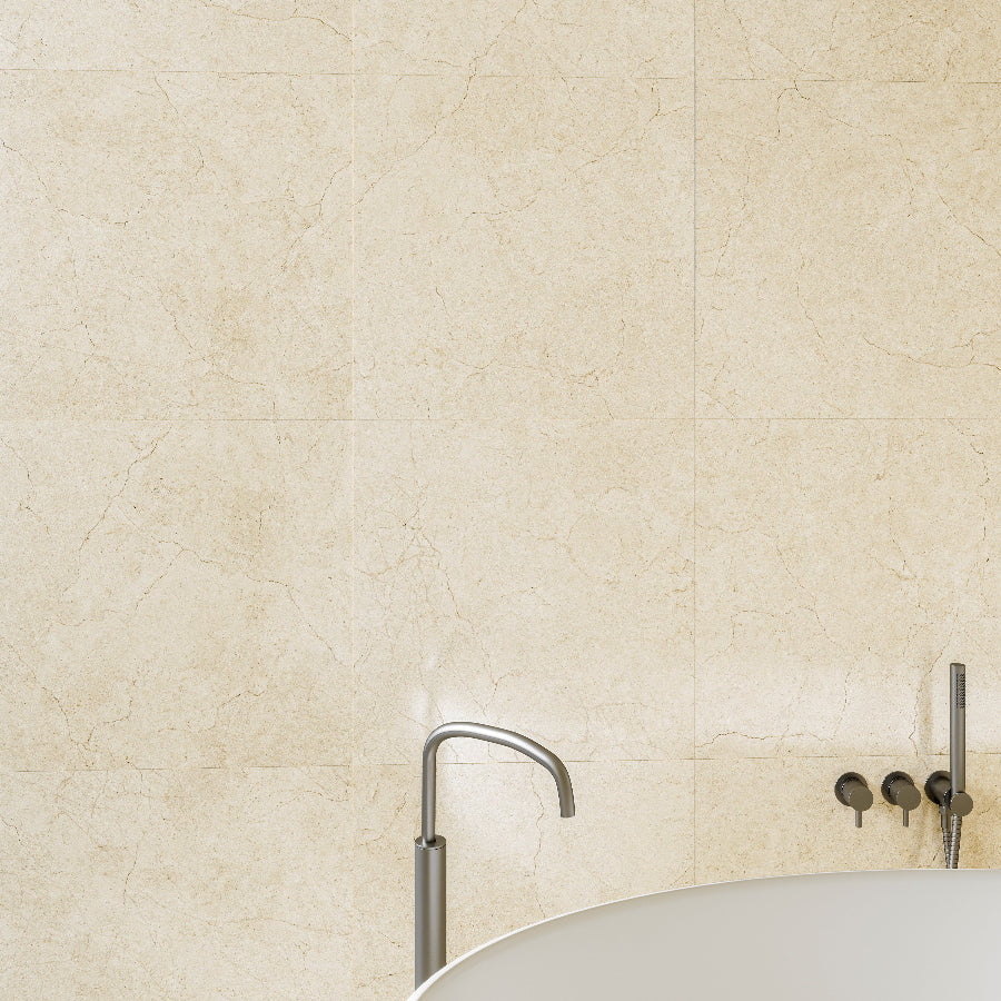 Crema Marfil 600x1200 Silktec Bianco Marble Look Tile