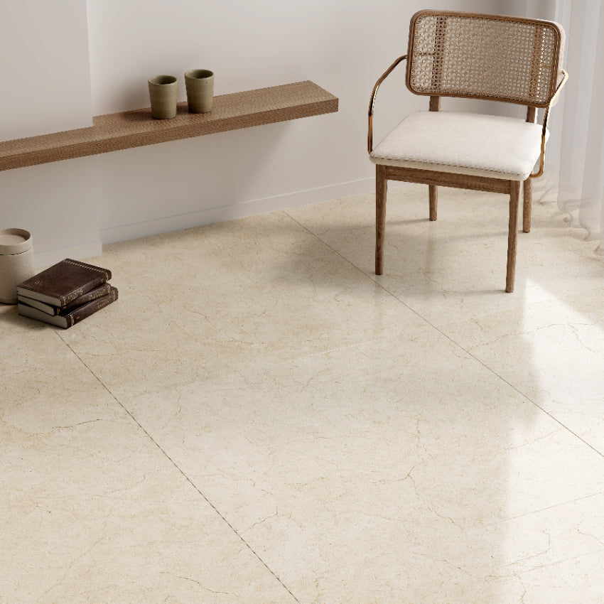 Crema Marfil 600x1200 Silktec Bianco Marble Look Tile