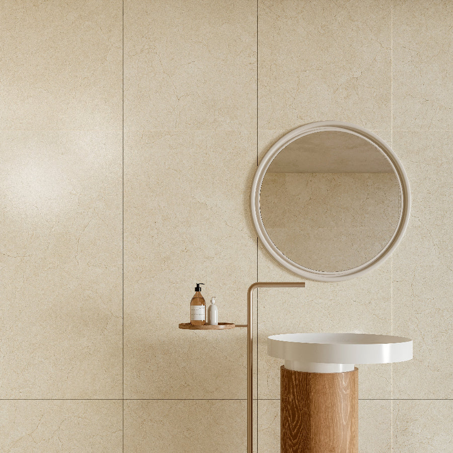 Crema Marfil 600x1200 Silktec Bianco Marble Look Tile