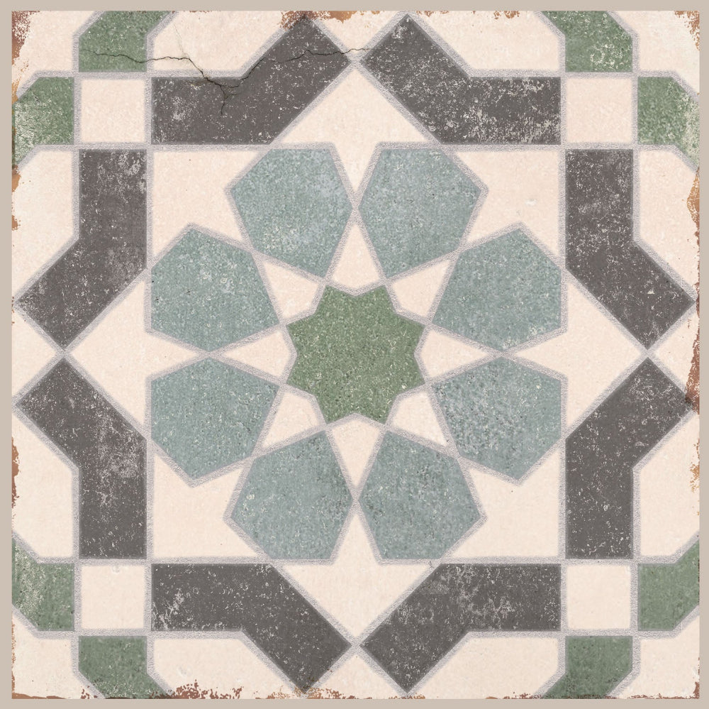 Alhambra Layla Matt 200x200mm Decorative Encaustic Look Porcelain Tile