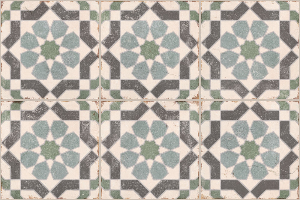 Alhambra Layla Matt 200x200mm Decorative Encaustic Look Porcelain Tile