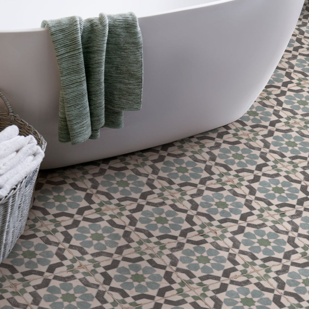 Alhambra Layla Matt 200x200mm Decorative Encaustic Look Porcelain Tile