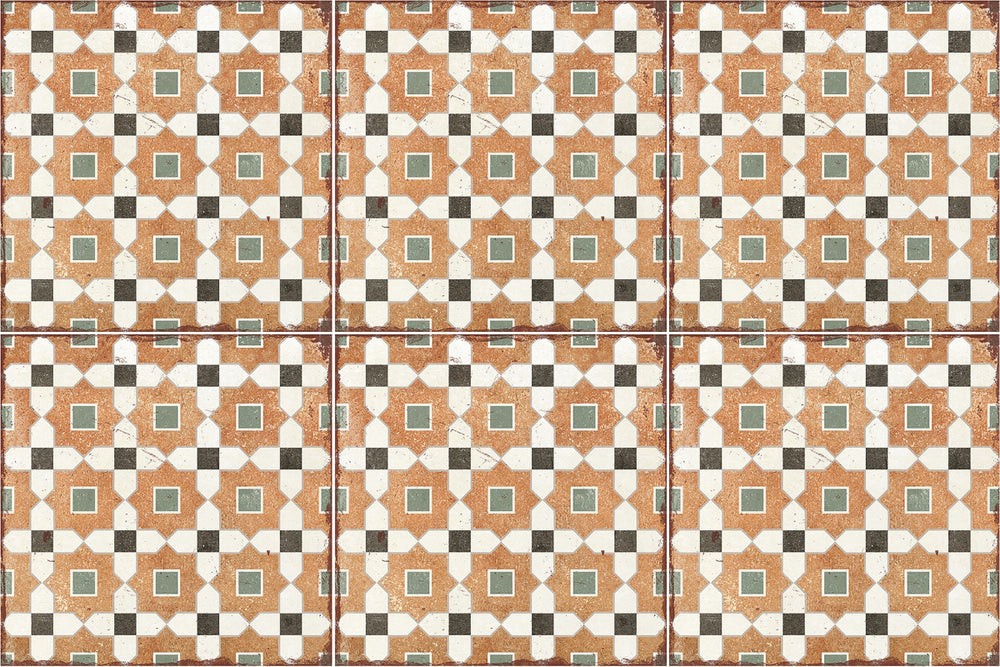 Alhambra Layla Matt 200x200mm Decorative Encaustic Look Porcelain Tile