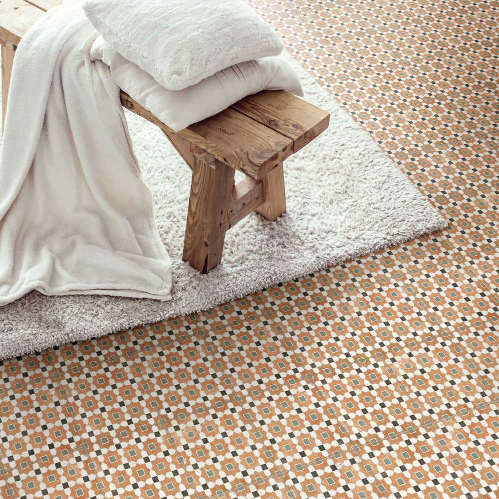 Alhambra Layla Matt 200x200mm Decorative Encaustic Look Porcelain Tile
