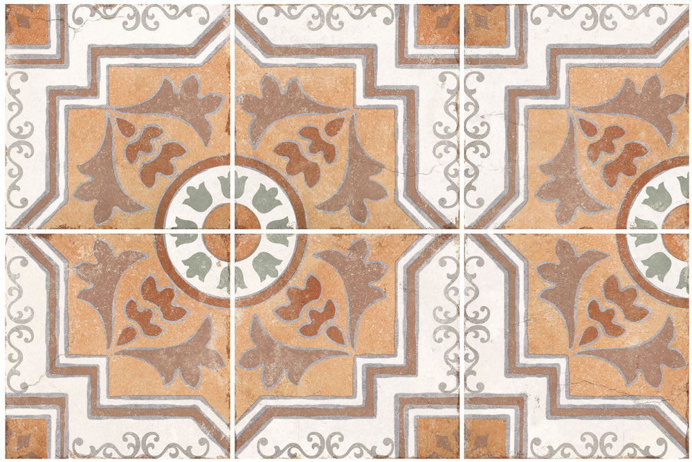 Alhambra Layla Matt 200x200mm Decorative Encaustic Look Porcelain Tile