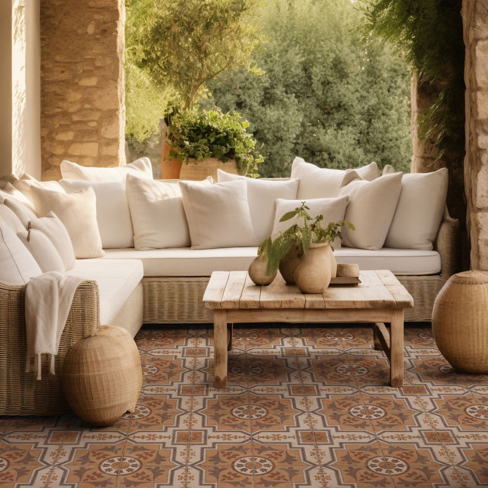 Alhambra Layla Matt 200x200mm Decorative Encaustic Look Porcelain Tile