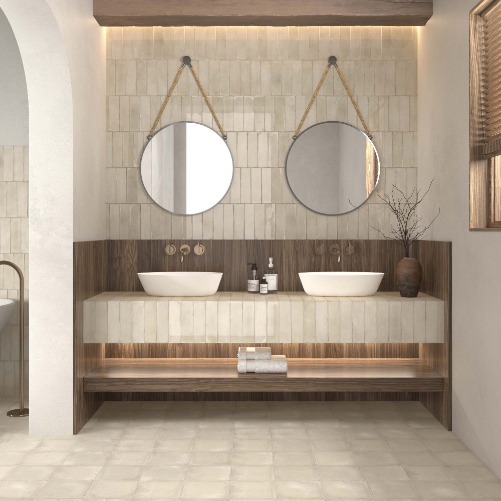 Atlantique Amande Gloss 69x240mm Handmade Look Almond Subway Tile