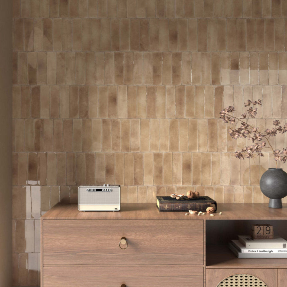 Atlantique Amande Gloss 69x240mm Handmade Look Almond Subway Tile