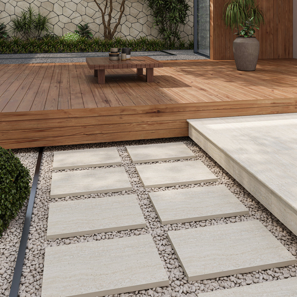 Avoca 300x600 Slats DÃÂ©cor Tile Matt Sabbia Vein Cut Travertine Look Tile
