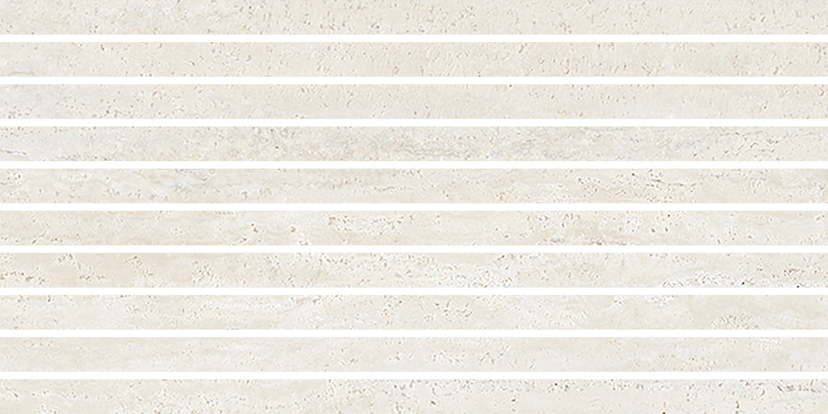 Avoca 300x600 Slats Décor Tile Matt Bianco Vein Cut Travertine Look Tile