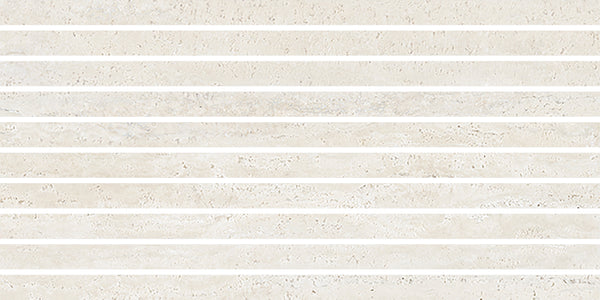 Avoca 300x600 Slats Décor Tile Matt Bianco Vein Cut Travertine Look Tile