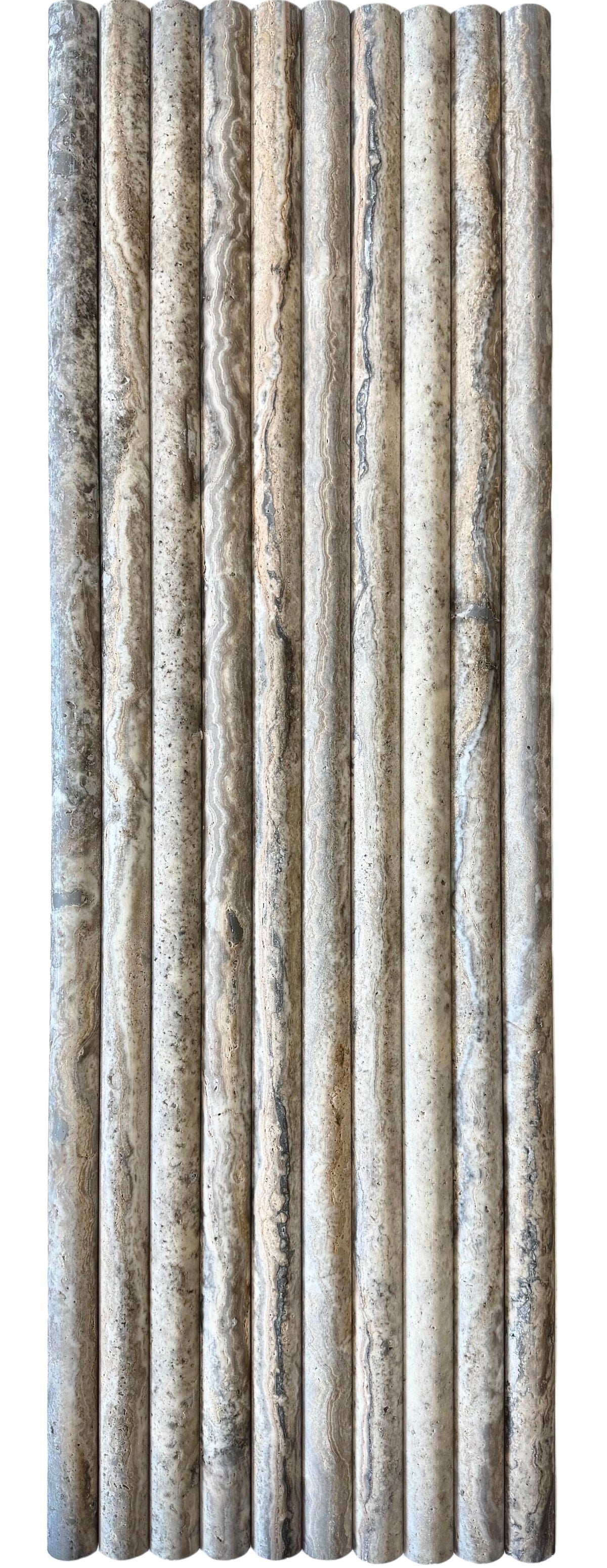 Bamboo Fluted Natural Silver Travertine Mosaic Tile Honed 30x900mm