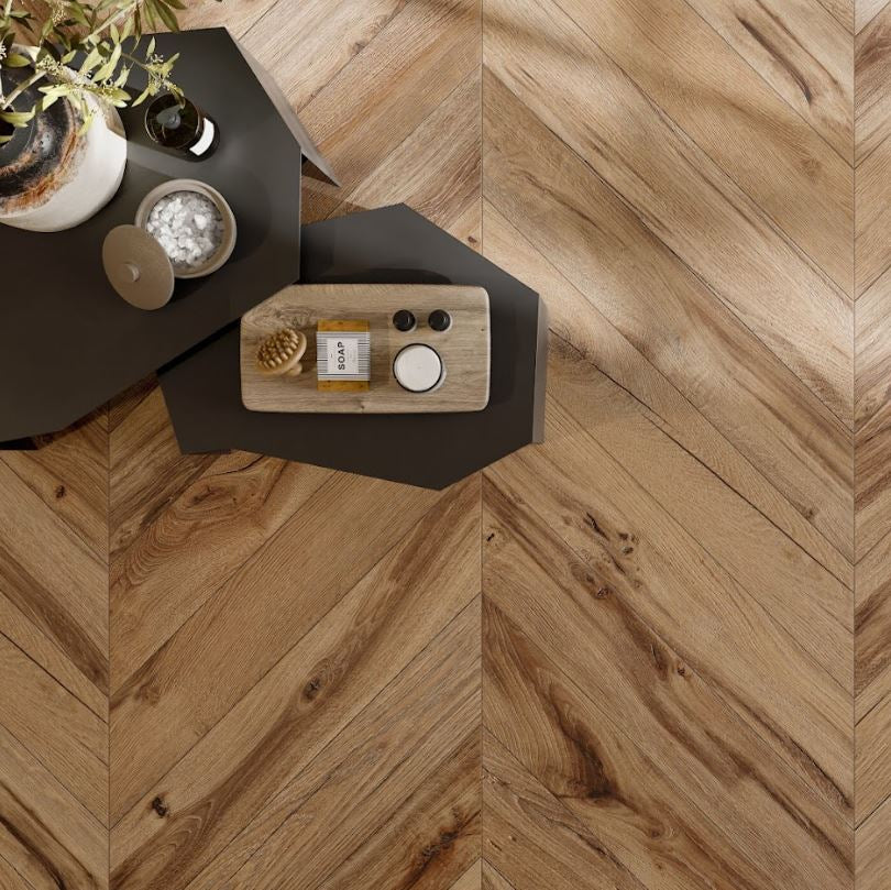 Bona Chevron XL Ecru 850x150mm Timber Look Tile