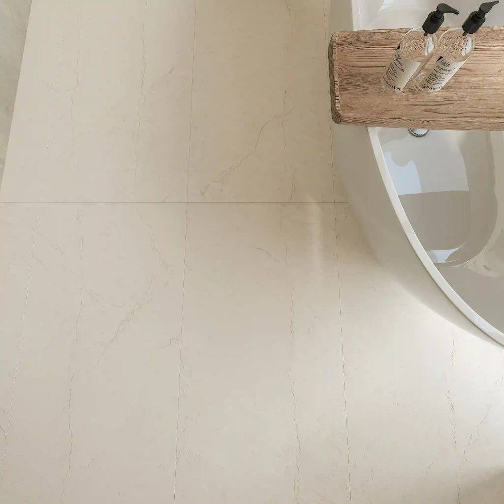 Bottacino Alabaster Matt 600x1200 Light Beige 3D Flute Feature Marble Look Tile