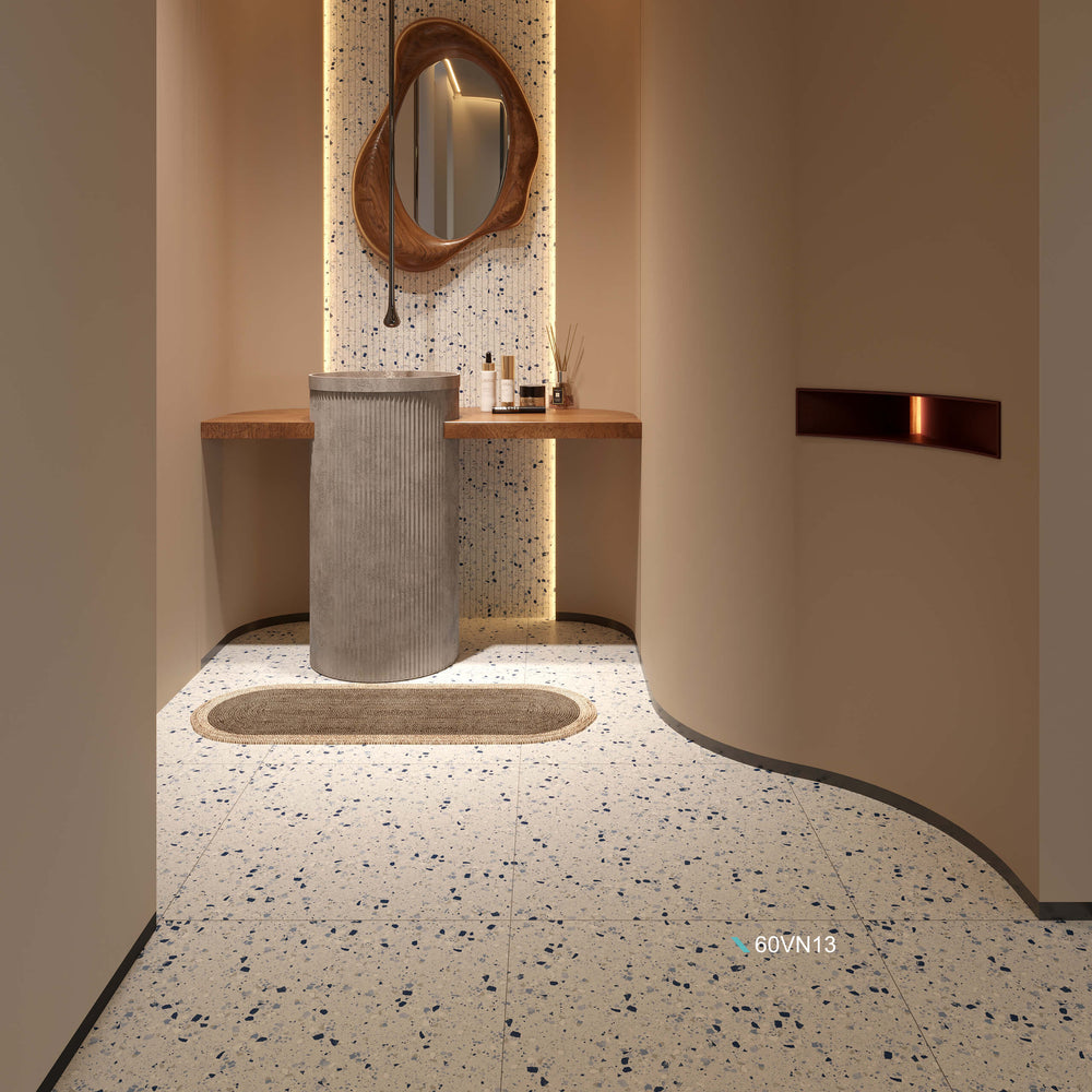 Venice Silver 600x600mm Matt Terrazzo Look Tile
