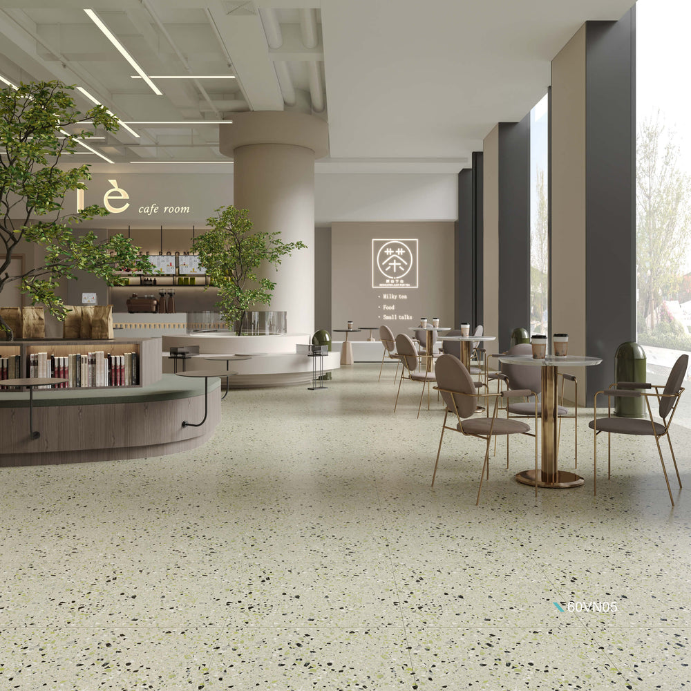 Venice Silver 600x600mm Matt Terrazzo Look Tile