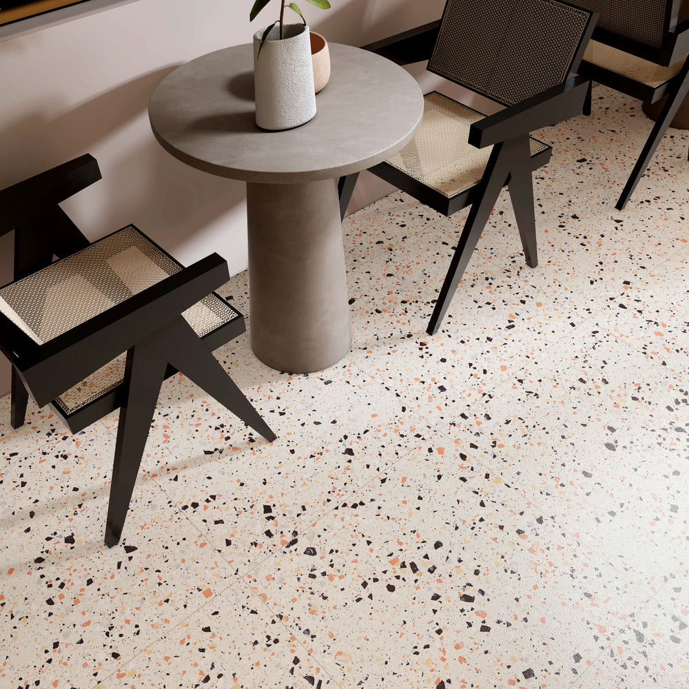 Venice Silver 600x600mm Matt Terrazzo Look Tile