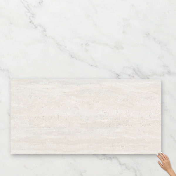 Avoca 600x1200 Matt Bianco Vein Cut Travertine Look Porcelain Tile