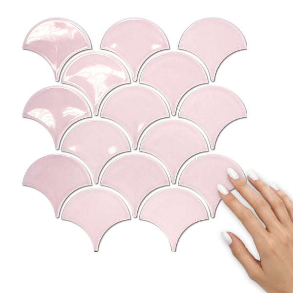Fishscale Pink Porcelain Mosaic Gloss Tile 259x273