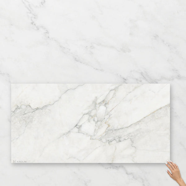Kaolin Calacatta 600x1200 Nuvola Silktec Porcelain Tile