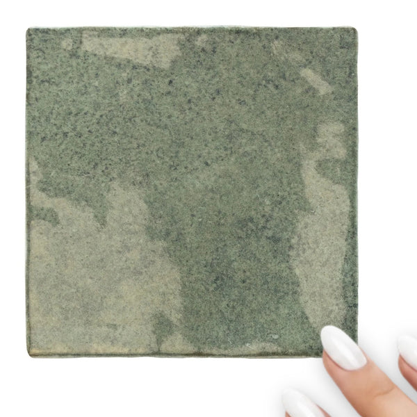 Majorca Sage Gloss Porcelain Square Splashback Wall Tile 100x100mm