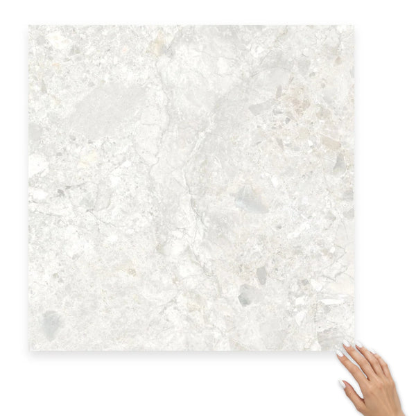 Matera Luna White Stone Look Matt Porcelain Floor & Wall Tile 600×600mm