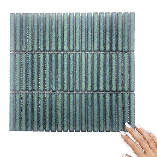 Vintage Stack Forest Porcelain Kit Kat Mosaic Tile Gloss 284x295mm