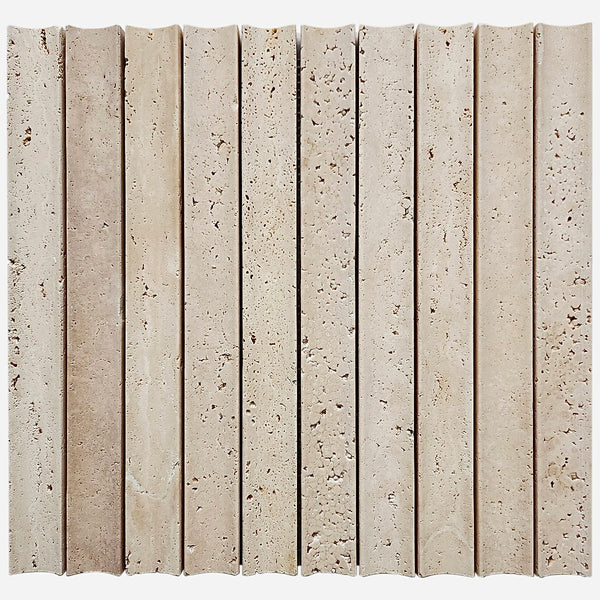 Rome Natural Travertine Mosaic Tile Concave Honed 300x314