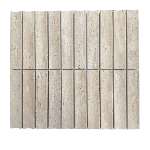 Concave Rome Stack Natural Travertine Mosaic Tile Honed 292x318
