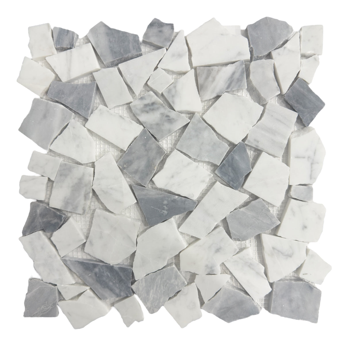 Crazy Carrara Et Bardiglio Honed 300x300mm Natural Marble Mosaic