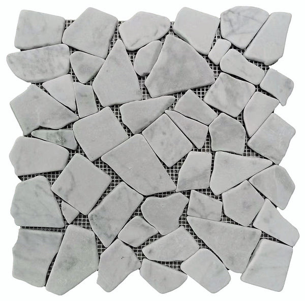 Crazy Carrara Tumbled 305x305mm Natural Marble Mosaic