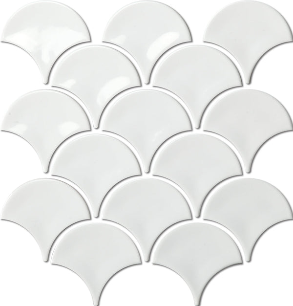 Fishscale White Mosaic Gloss Tile 259x273