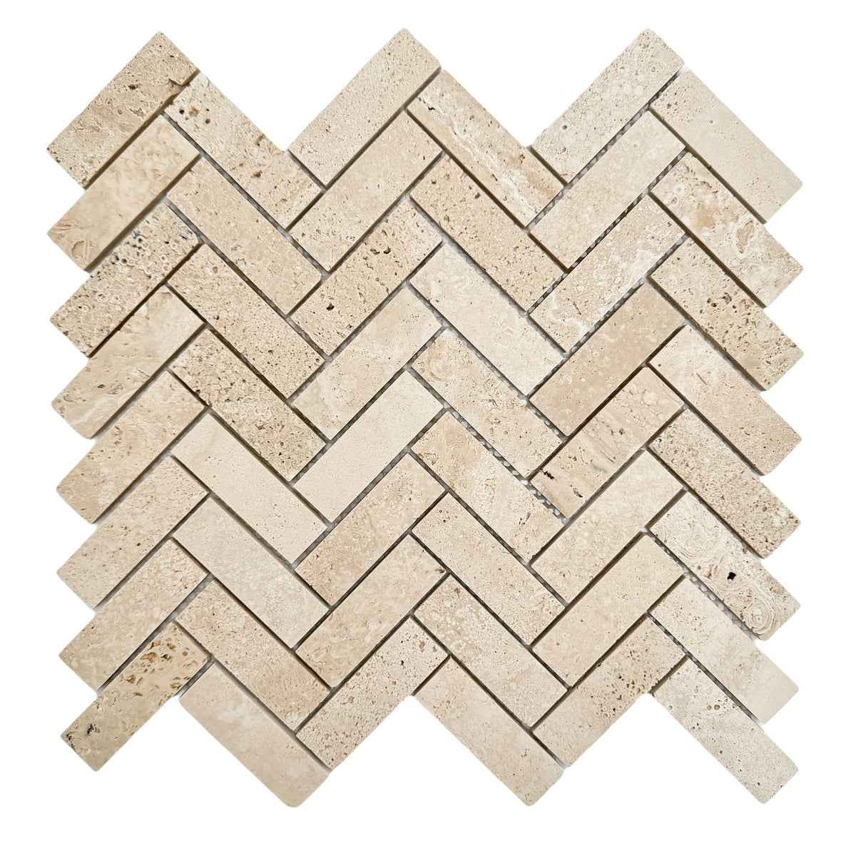 Herringbone Rome Natural Travertine Mosaic Tile Honed 325x305
