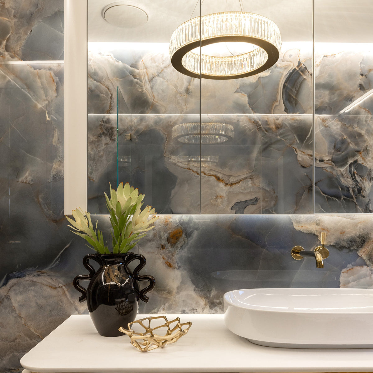 Onice Reale Gemstone 600x1200mm Polished Onyx Marble Look Porcelain  Tile