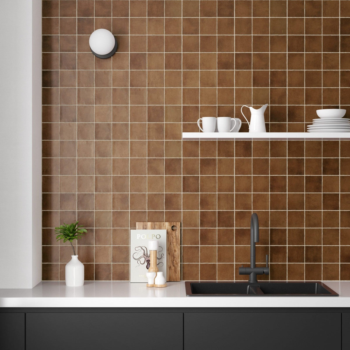 Majorca Mattone Matt Porcelain Square Wall Tile 100x100mm