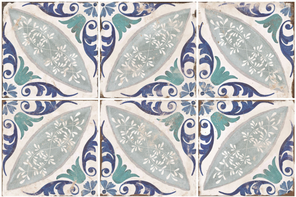 Alhambra Layla Matt 200x200mm Decorative Encaustic Look Porcelain Tile