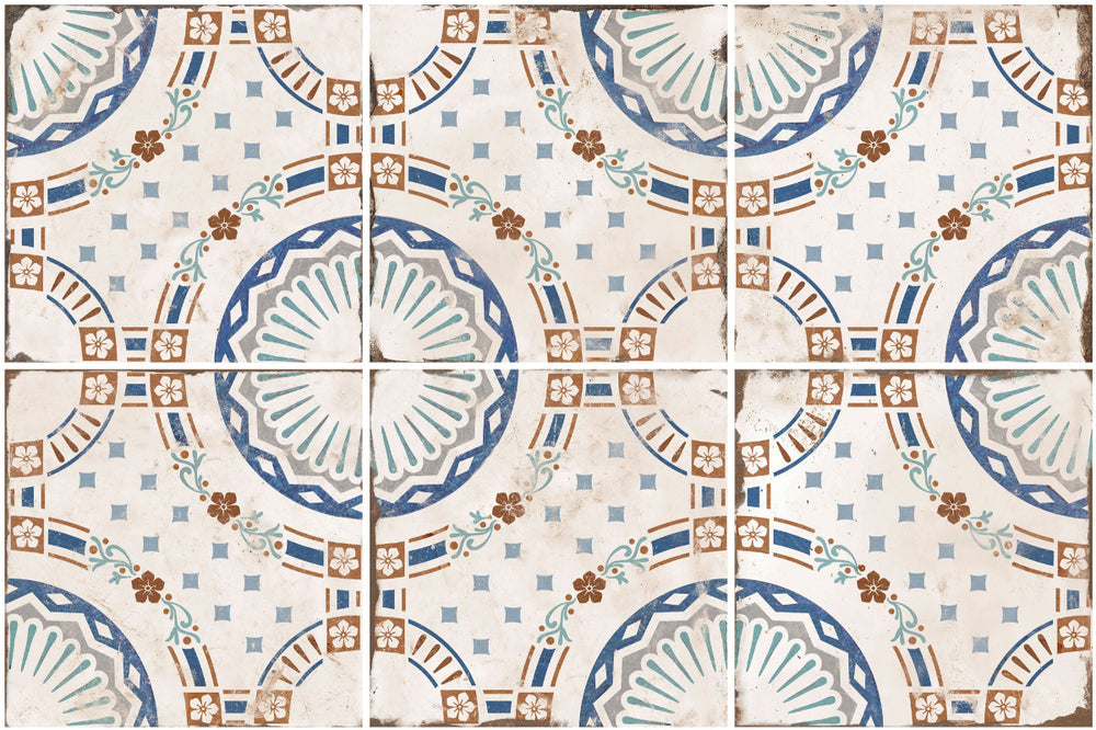 Alhambra Layla Matt 200x200mm Decorative Encaustic Look Porcelain Tile
