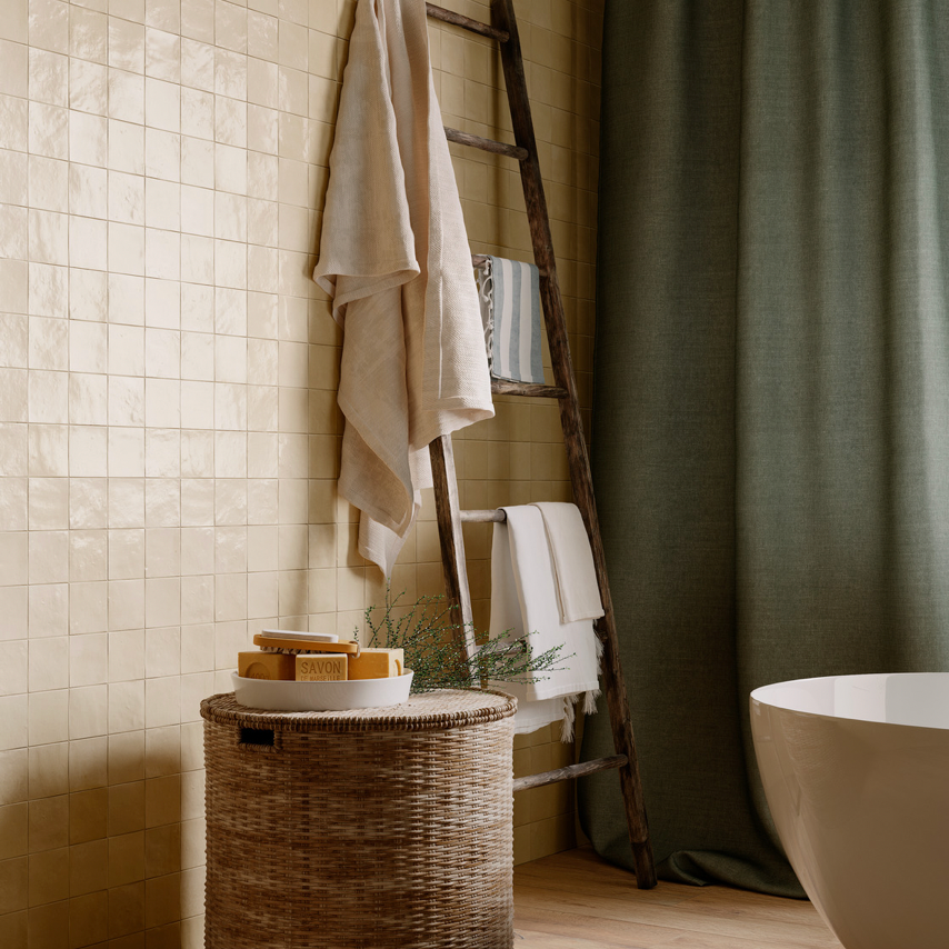 MÃ©lange Gloss 100x100mm Handmade Look Beige Ceramic Tile