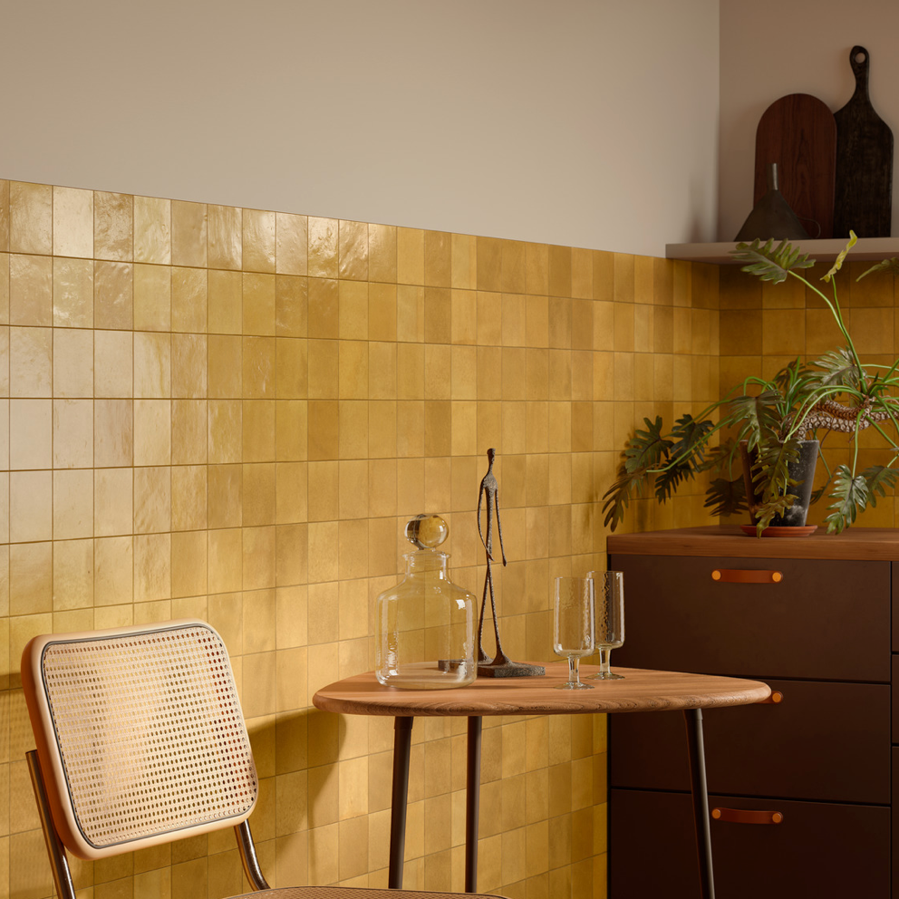 MÃ©lange Gloss 100x100mm Handmade Look Beige Ceramic Tile