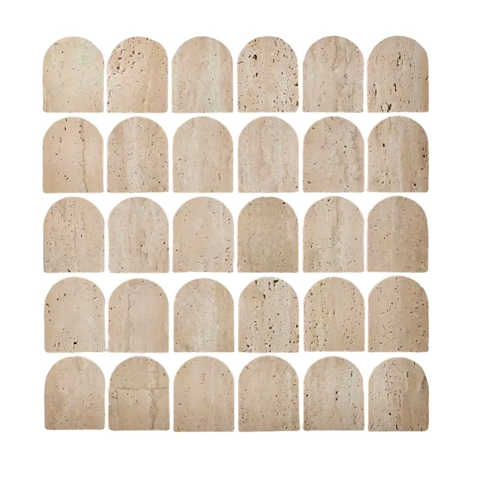 Mini Arch Rome Natural Travertine Mosaic Tile Honed 306x298