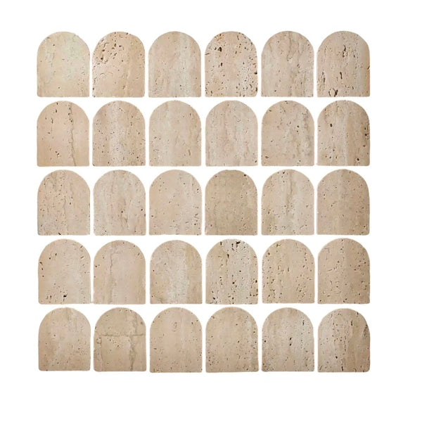 Mini Arch Rome Natural Travertine Mosaic Tile Honed 306x298