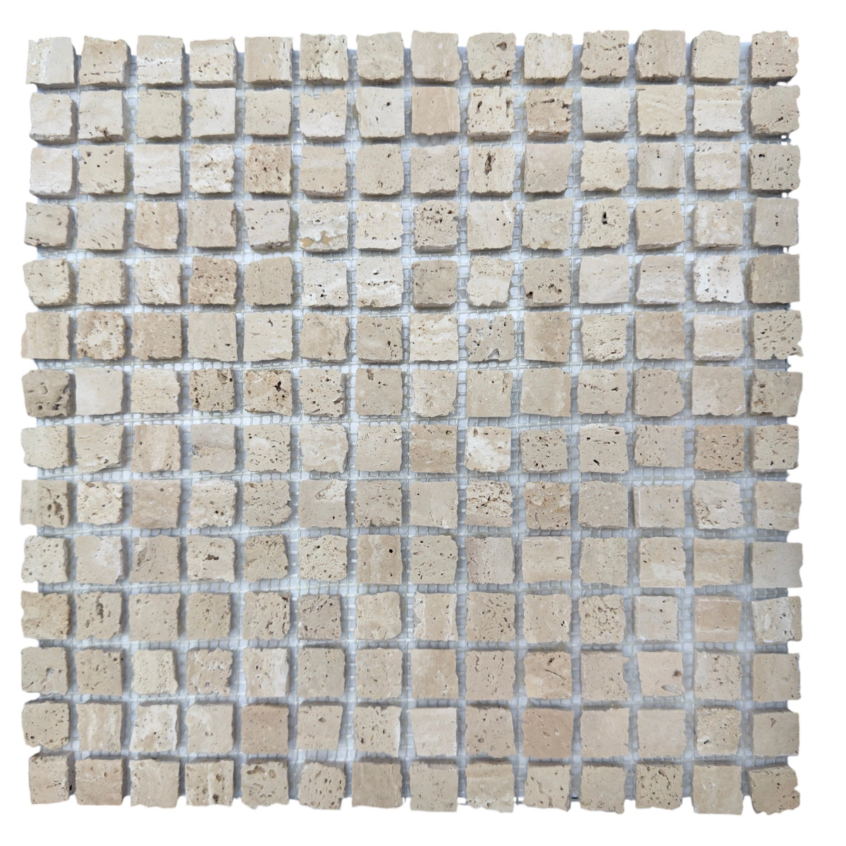 Mini Split Rome Natural Travertine Mosaic Tile Square Honed 305x305