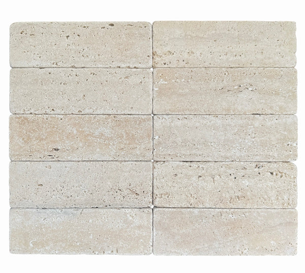 Rome Subway Natural Travertine Mosaic Tile Honed 200x65