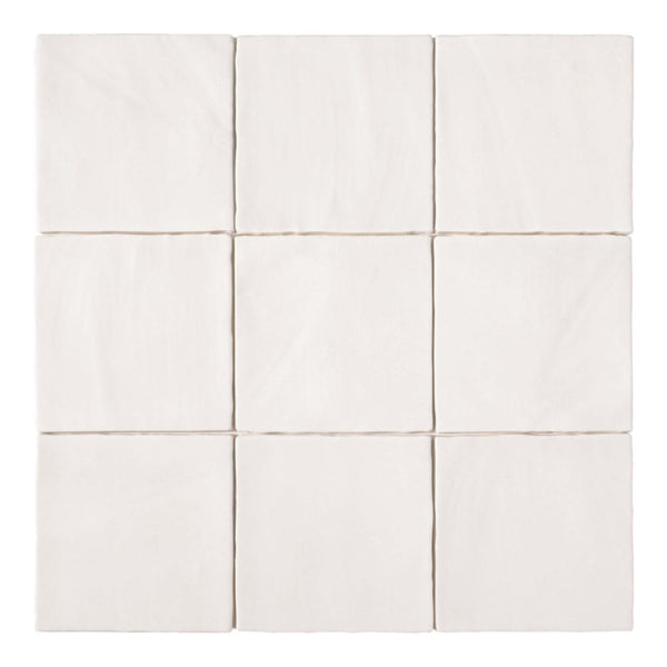 Tabarca Blanco Matt 150x150mm Large Square Handmade Look White Matt Tile