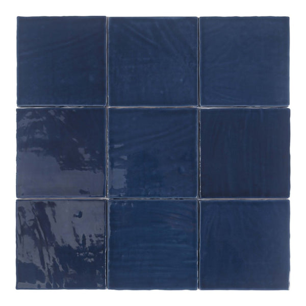Tabarca Marino Gloss 150x150mm Large Square Handmade Look Navy Blue Tile