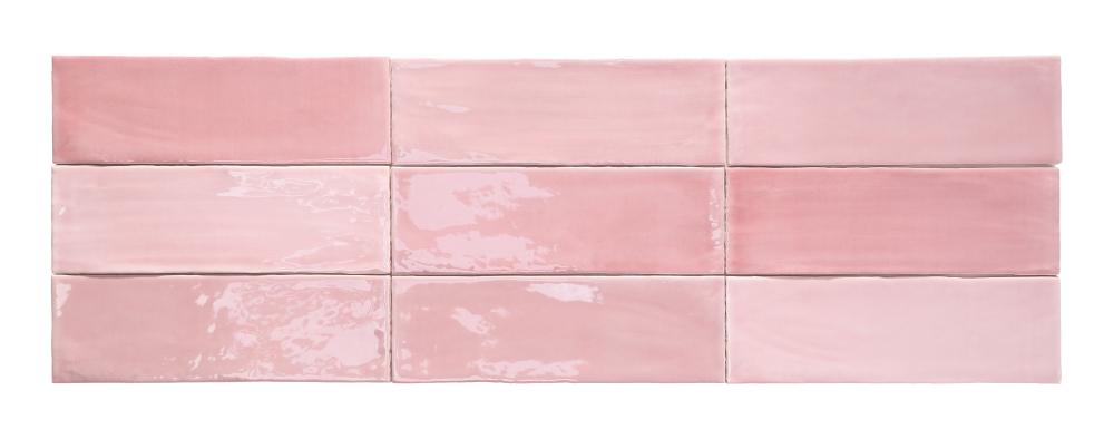 Tabarca Rosa Gloss 75x230mm Handmade Look Pink Subway Tile