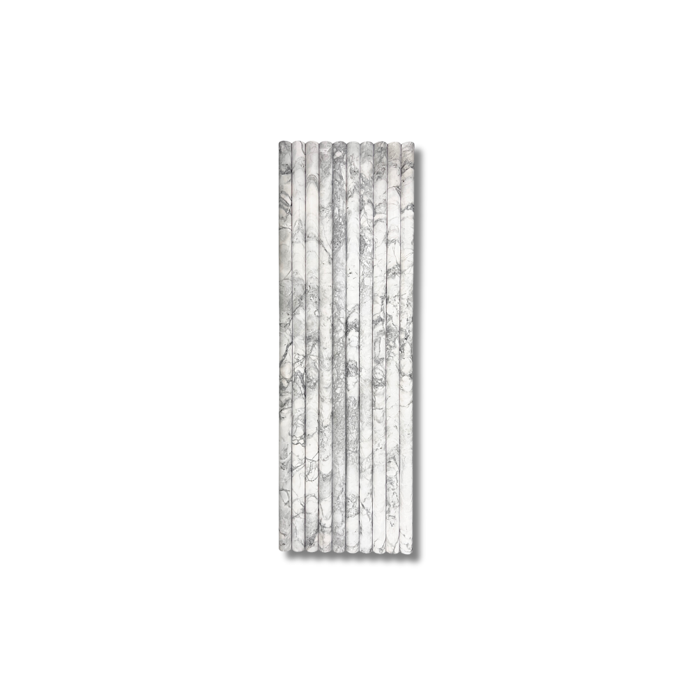 Bamboo Fluted Super White Natural Marble Mosaic Tile Honed 30x900mm