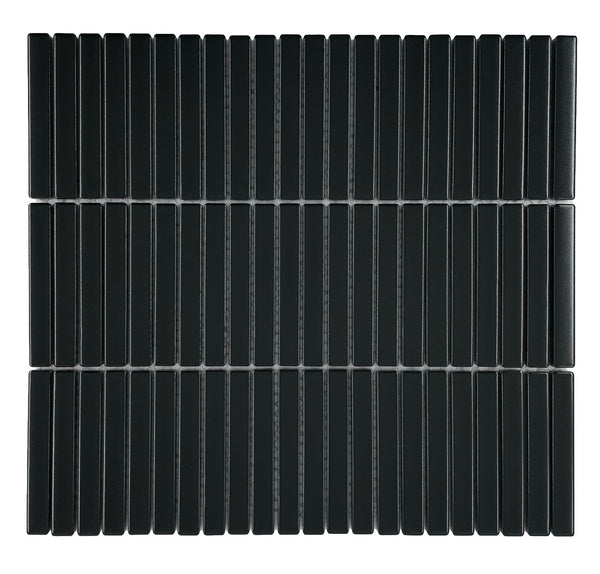 Vintage Stack Black Kit Kat Mosaic Tile Matt 284x295mm