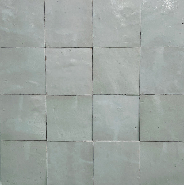 Zellige Vert pale Green 100x100 Terracotta Square Moroccan Handmade Tile